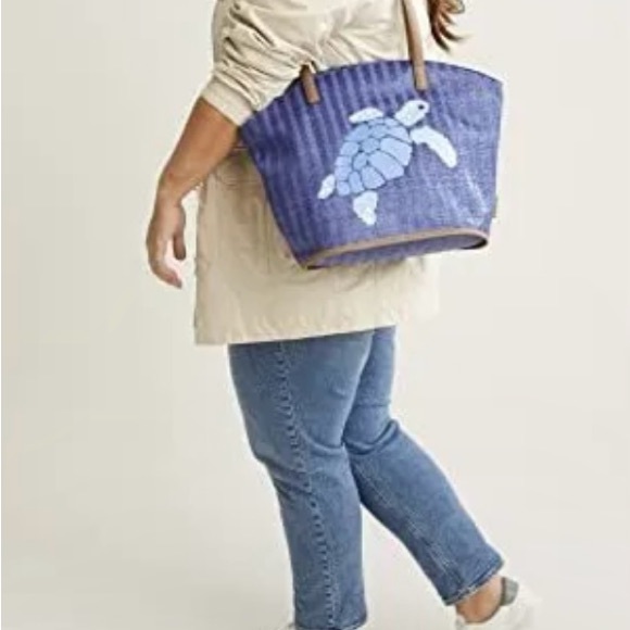 Vera Bradley straw tote Regatta turtle blue - Picture 7 of 7